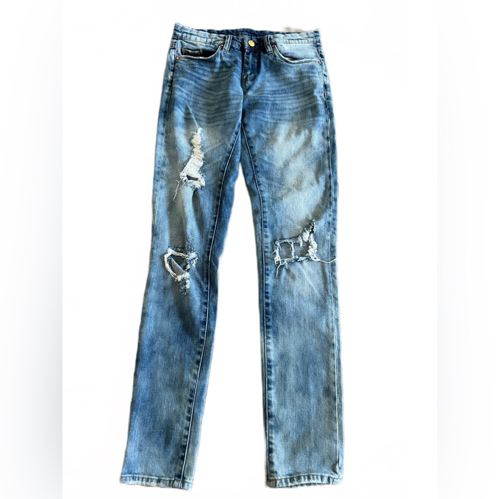 BLANK NYC Classique Destructed Light Wash Skinny Denim Jeans Size 26 29x31